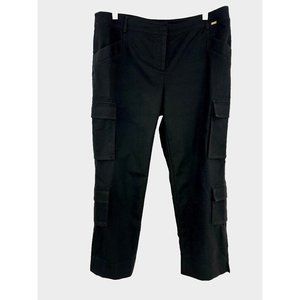 St John Women's‎ Black Cargo Pants Size 10 Multiple Pockets Cropped